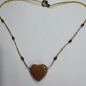 Heart Pendant Necklace with Brown and Gold Accents